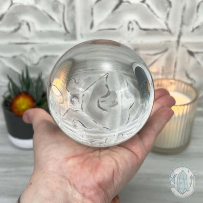 95mm Clear Glass Crystal Ball Sphere with Stand