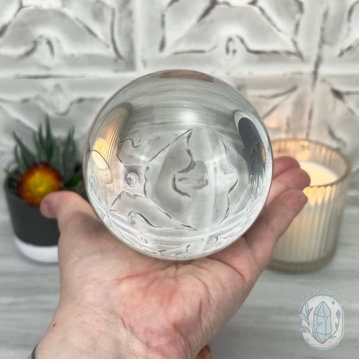 95mm Clear Glass Crystal Ball Sphere with Stand