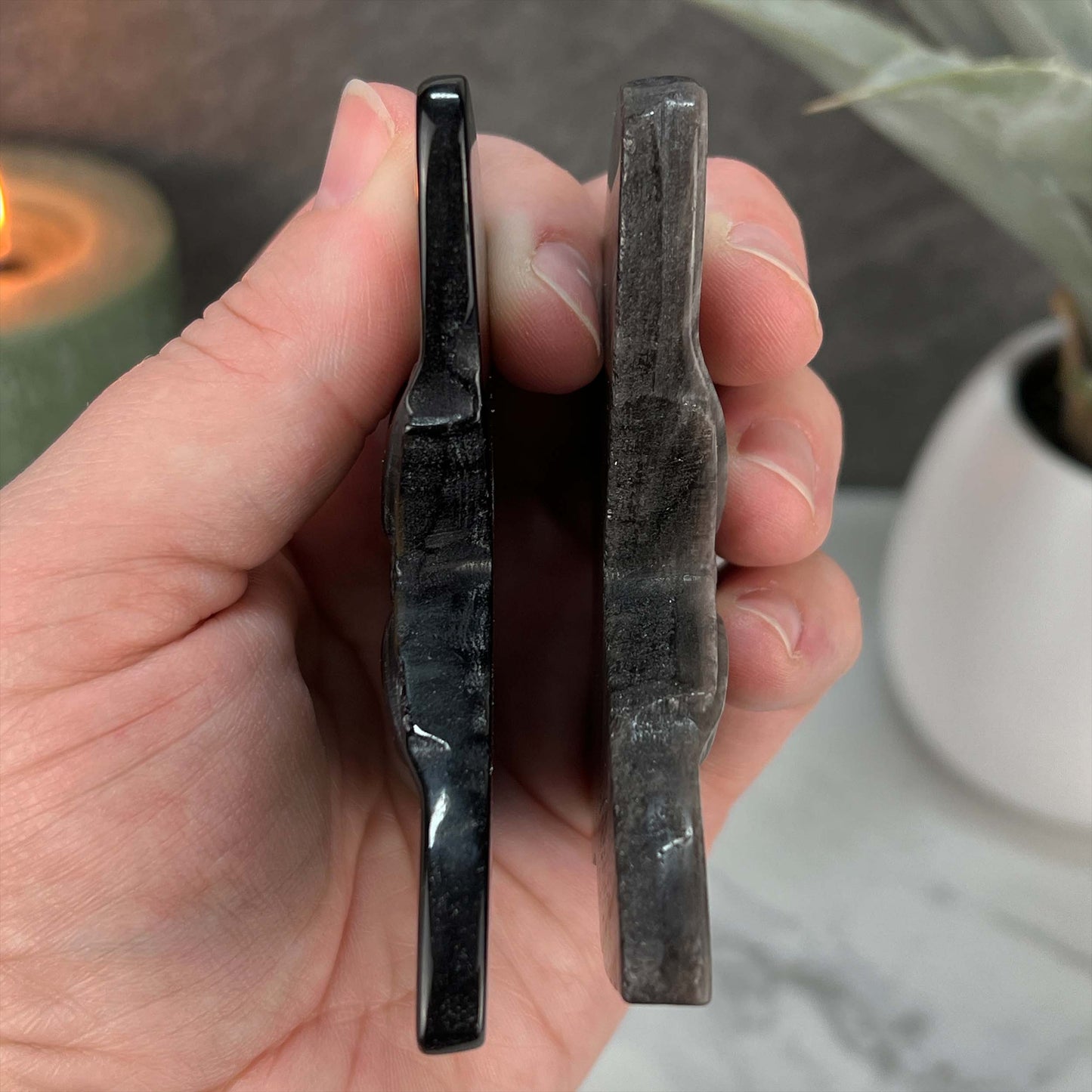 Gold Sheen Obsidian Death's Head Moth Carving