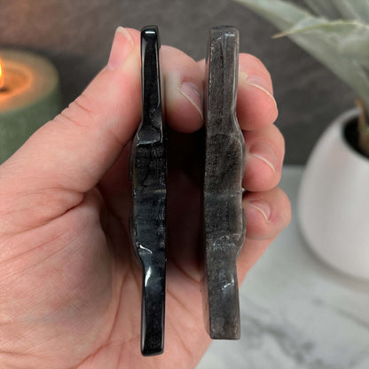 Gold Sheen Obsidian Death's Head Moth Carving