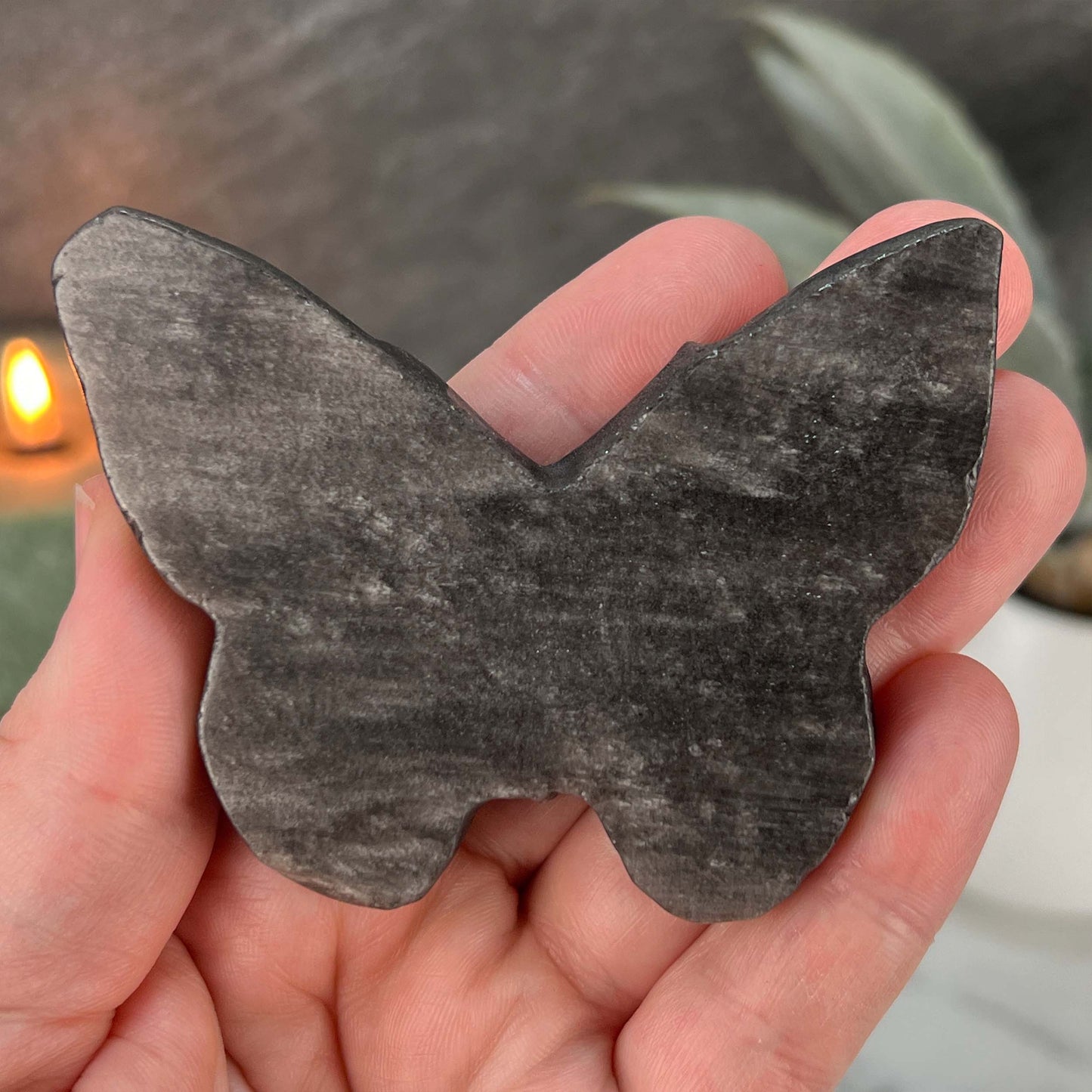 Gold Sheen Obsidian Death's Head Moth Carving