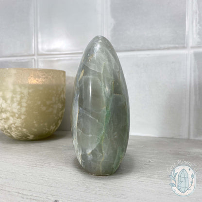 Polished Green Moonstone (Garnierite Stone) with Blue Flash Freeform