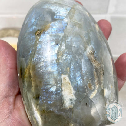 Polished Green Moonstone (Garnierite Stone) with Blue Flash Freeform