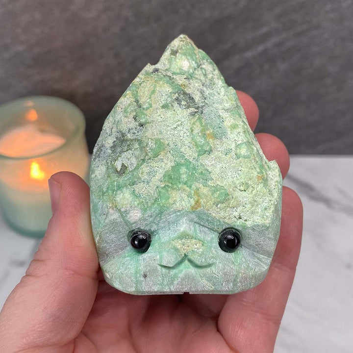 Green Moonstone Hedgehog Carving