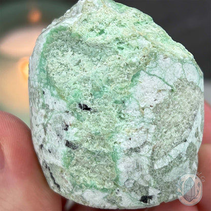 Green Moonstone with Black Tourmaline Hedgehog Specimen