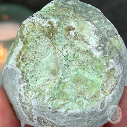 Green Moonstone with Black Tourmaline Hedgehog Specimen