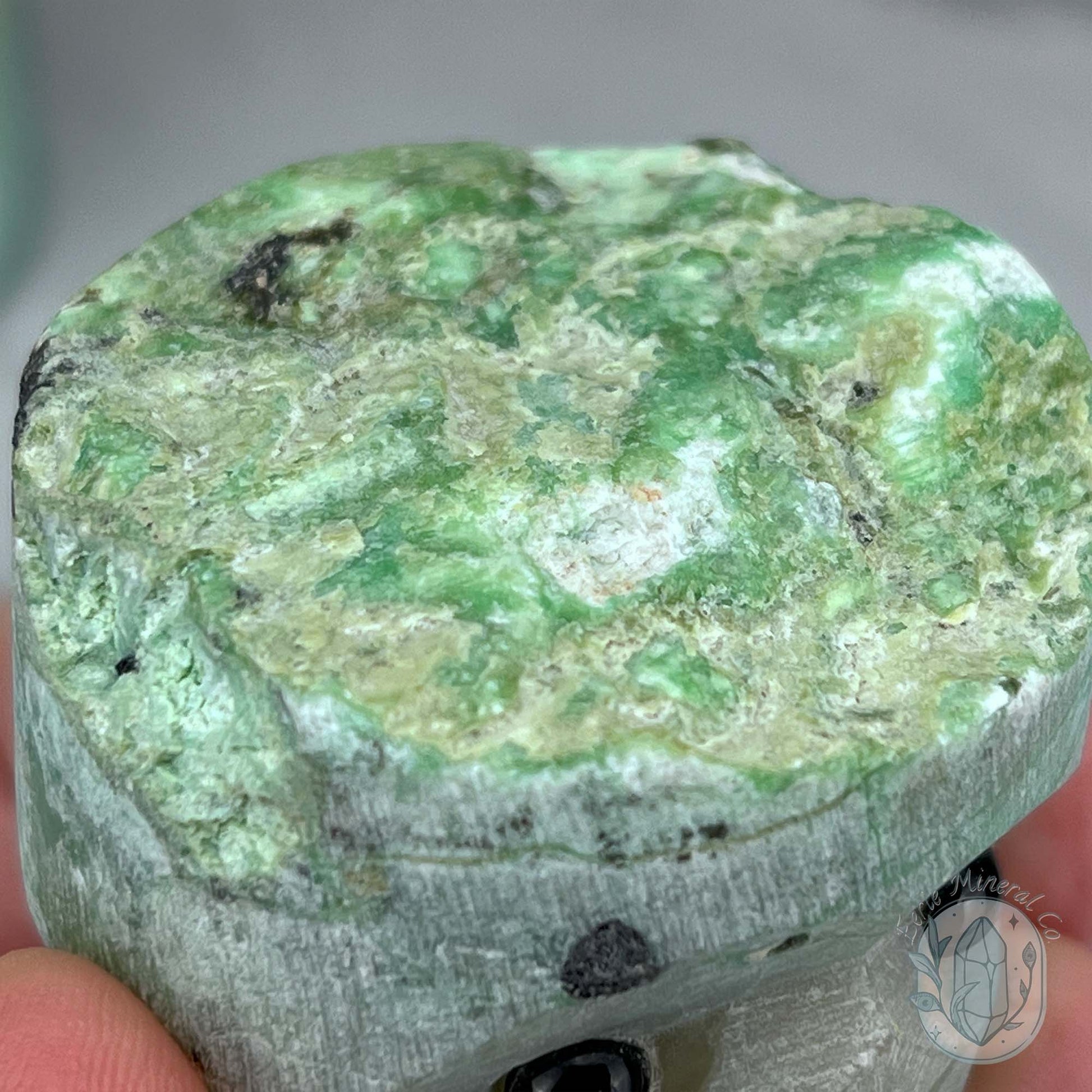 Green Moonstone with Black Tourmaline Hedgehog Specimen