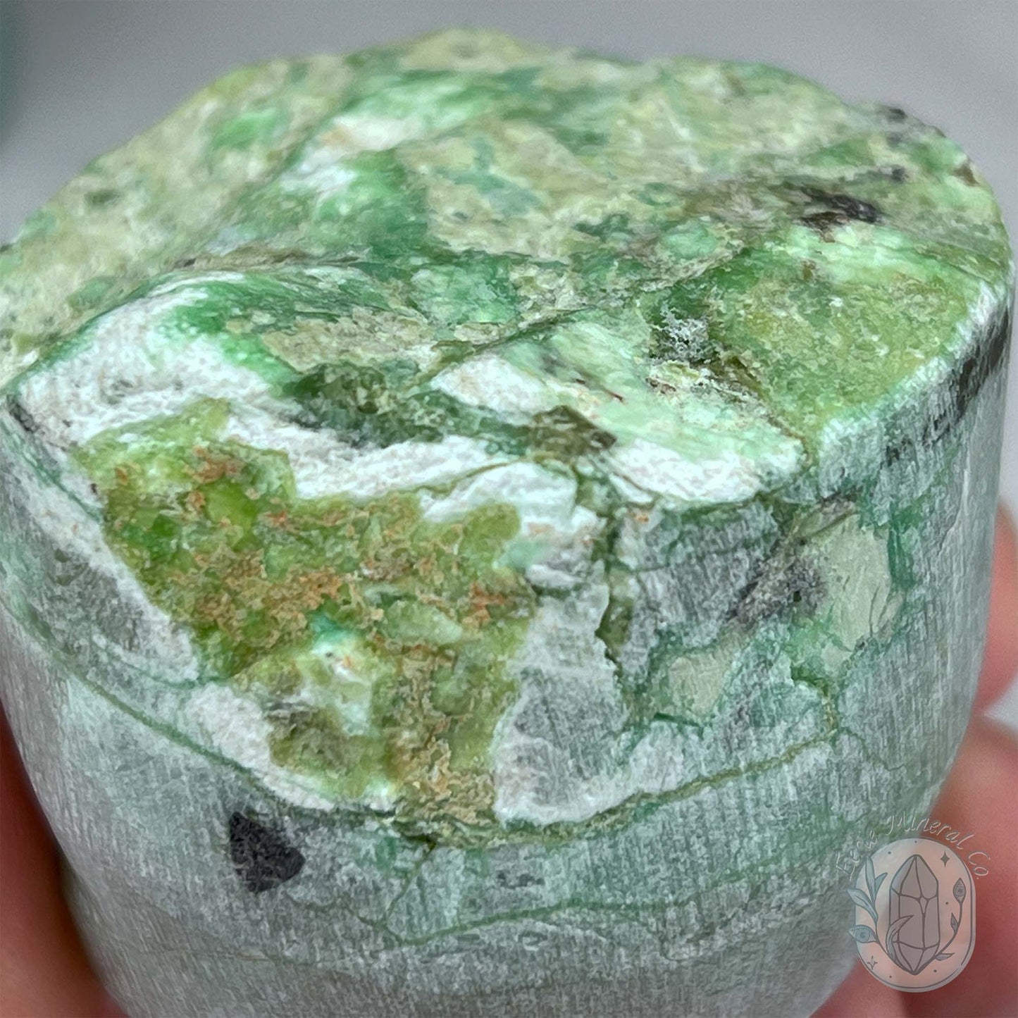 Green Moonstone with Black Tourmaline Hedgehog Specimen