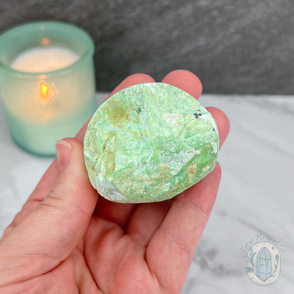 Green Moonstone with Black Tourmaline Hedgehog Specimen