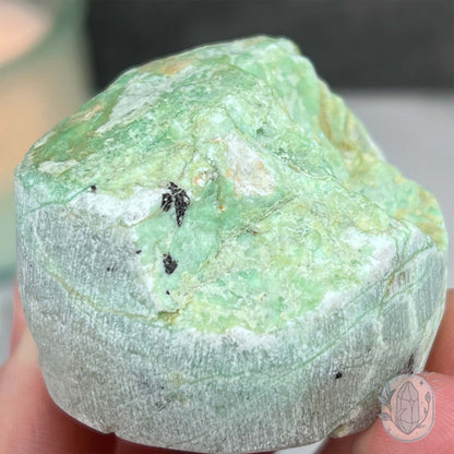 Green Moonstone with Black Tourmaline Hedgehog Specimen