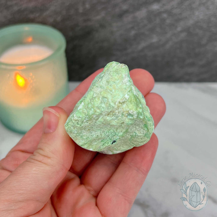 Green Moonstone with Black Tourmaline Hedgehog Specimen