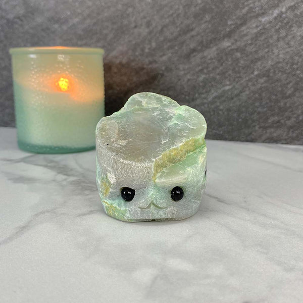 Green Moonstone Hedgehog Carving