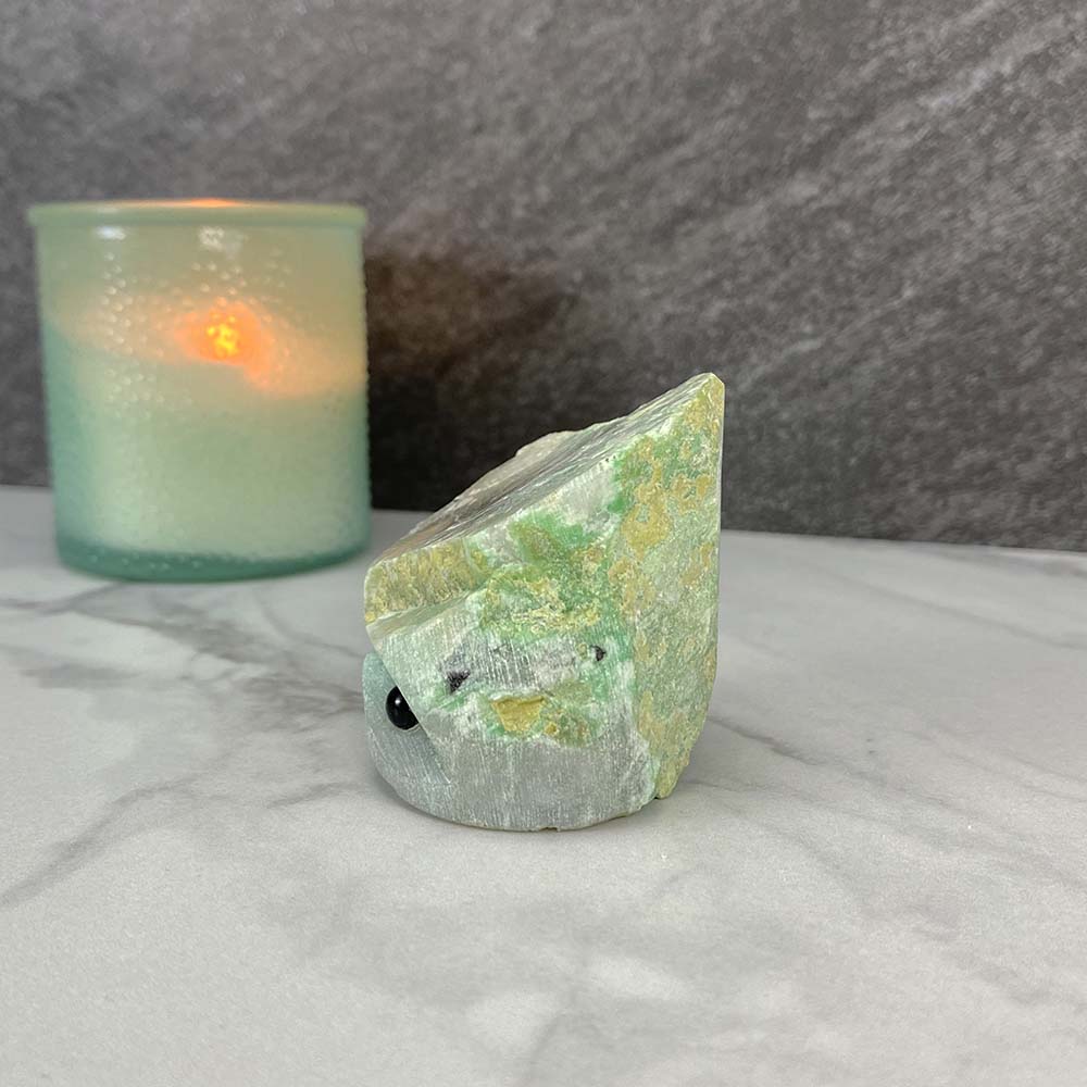 Green Moonstone Hedgehog Carving