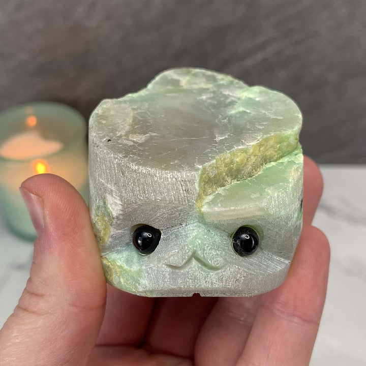 Green Moonstone Hedgehog Carving