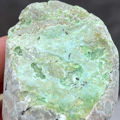Green Moonstone with Black Tourmaline Hedgehog Specimen