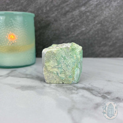 Green Moonstone with Black Tourmaline Hedgehog Specimen