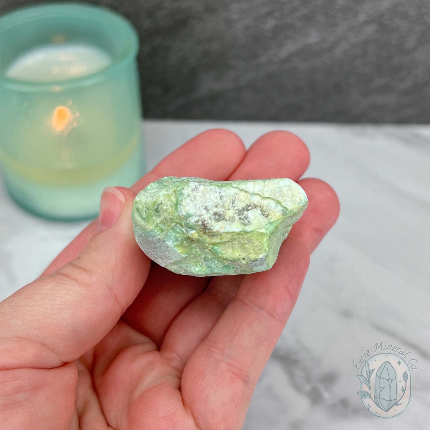 Green Moonstone with Black Tourmaline Hedgehog Specimen