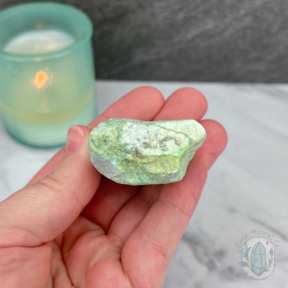 Green Moonstone with Black Tourmaline Hedgehog Specimen