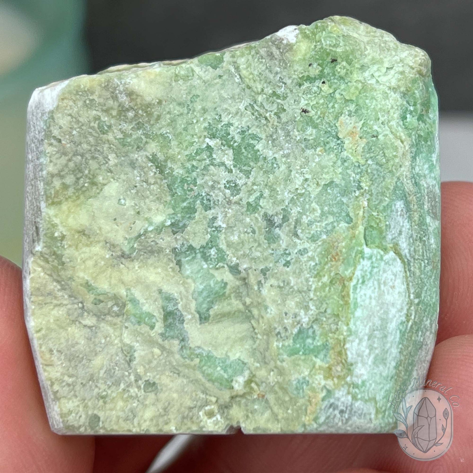 Green Moonstone with Black Tourmaline Hedgehog Specimen
