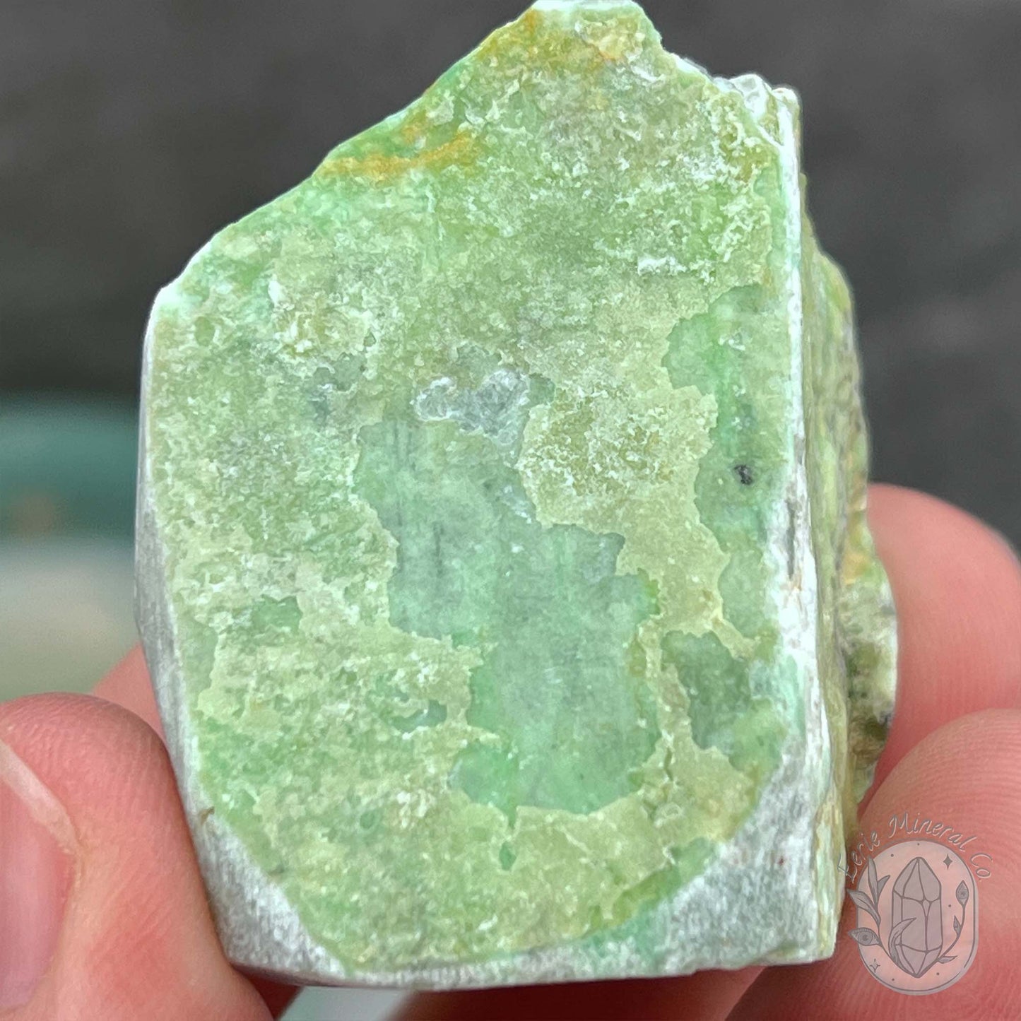 Green Moonstone with Black Tourmaline Hedgehog Specimen