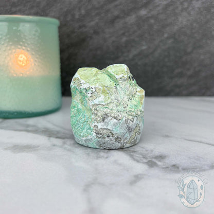 Green Moonstone with Black Tourmaline Hedgehog Specimen