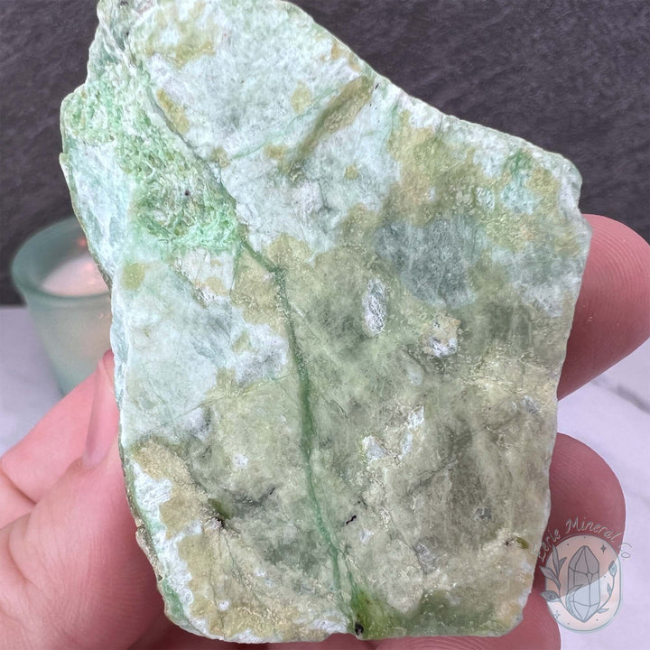 Green Moonstone with Black Tourmaline Hedgehog Specimen