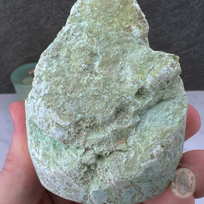 Green Moonstone with Black Tourmaline Hedgehog Specimen