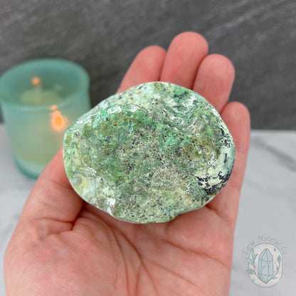 Green Moonstone with Black Tourmaline Hedgehog Specimen
