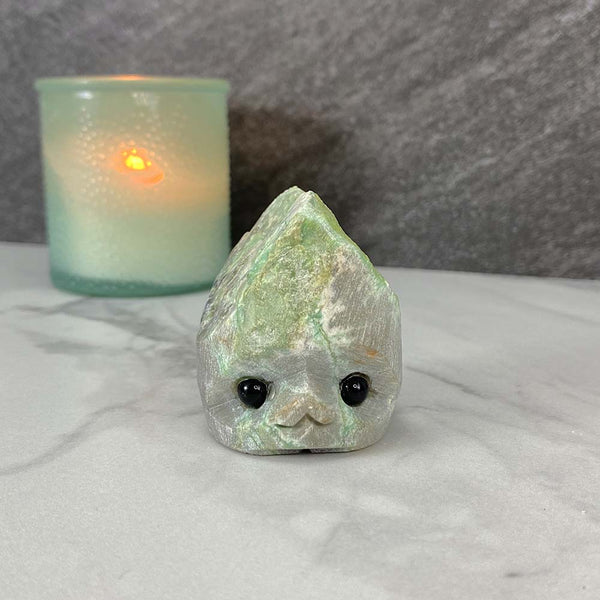 Green Moonstone Hedgehog Carving