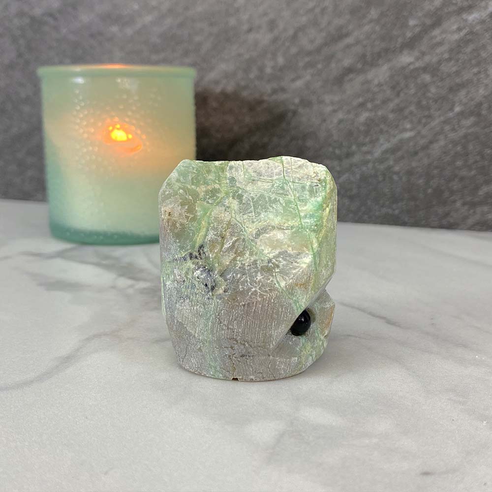 Green Moonstone Hedgehog Carving