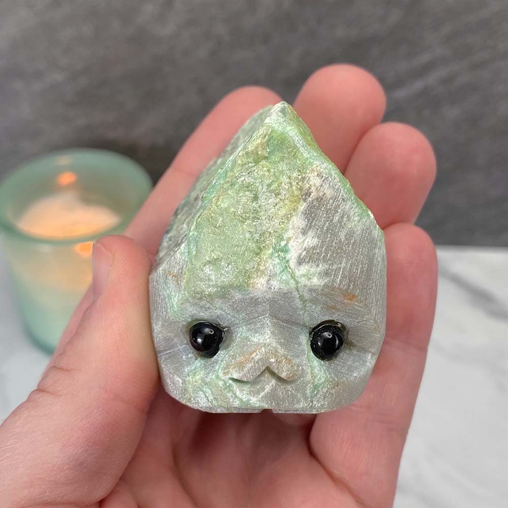 Green Moonstone Hedgehog Carving
