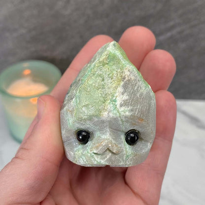 Green Moonstone Hedgehog Carving