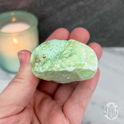 Green Moonstone with Black Tourmaline Hedgehog Specimen