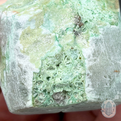 Green Moonstone with Black Tourmaline Hedgehog Specimen