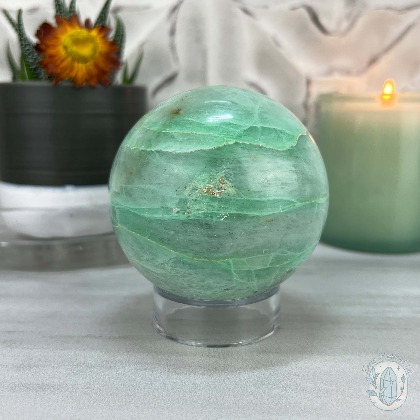 73mm Polished Green Moonstone (Garnierite Stone) Sphere