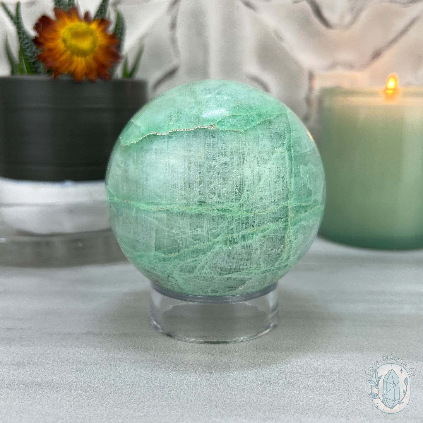 73mm Polished Green Moonstone (Garnierite Stone) Sphere