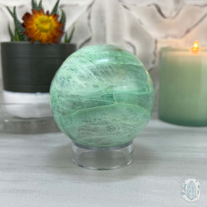 73mm Polished Green Moonstone (Garnierite Stone) Sphere