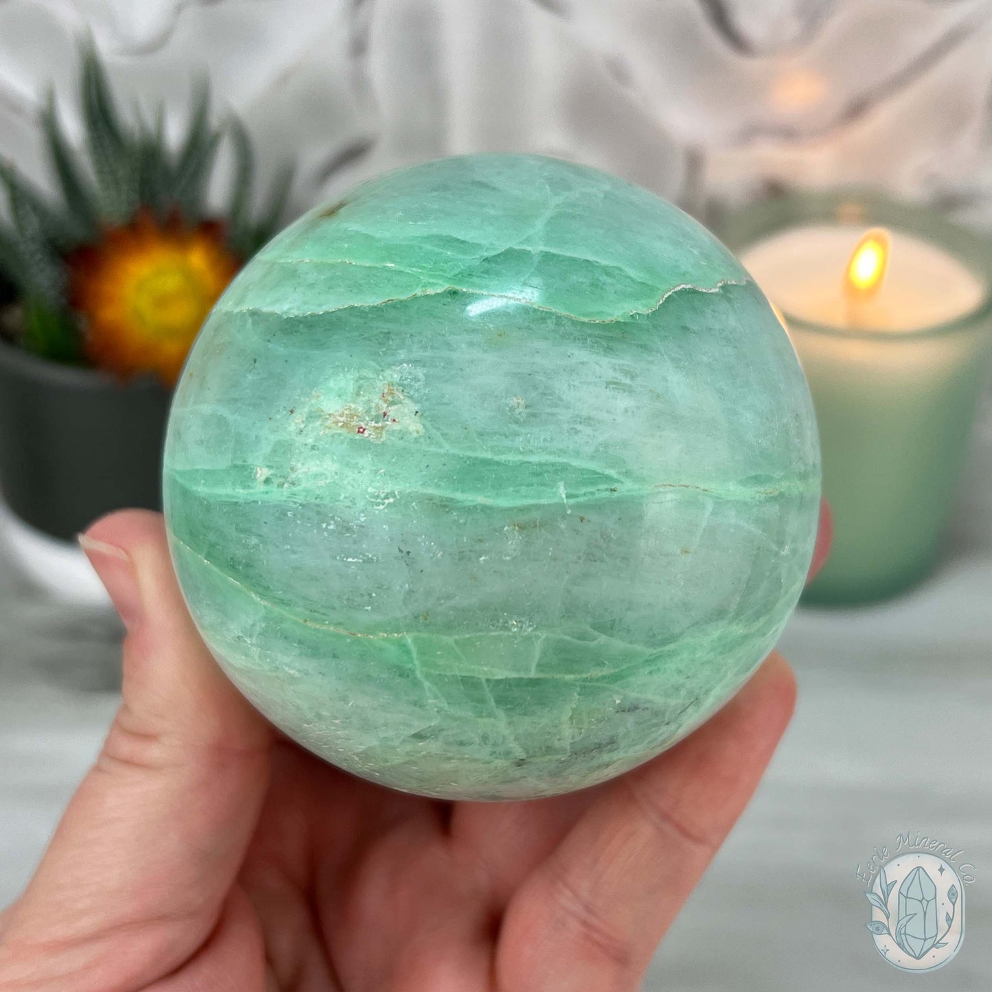 73mm Polished Green Moonstone (Garnierite Stone) Sphere