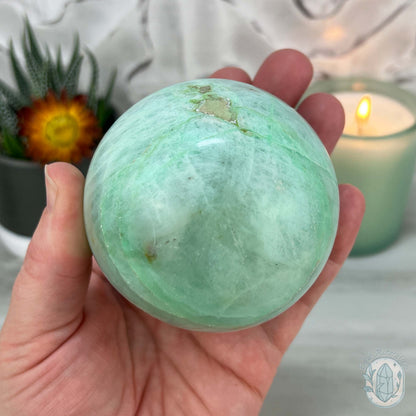 73mm Polished Green Moonstone (Garnierite Stone) Sphere