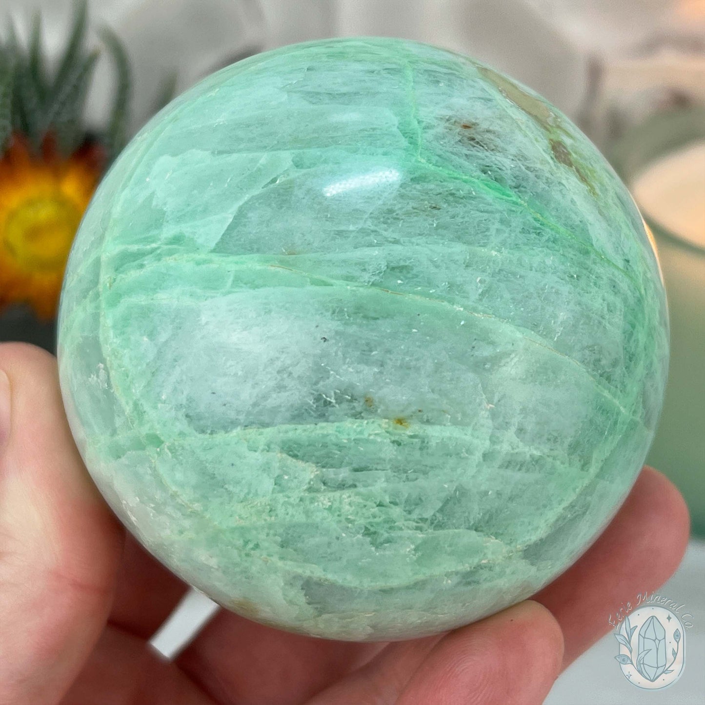 73mm Polished Green Moonstone (Garnierite Stone) Sphere