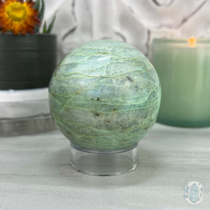 70mm Polished Green Moonstone (Garnierite Stone) Sphere