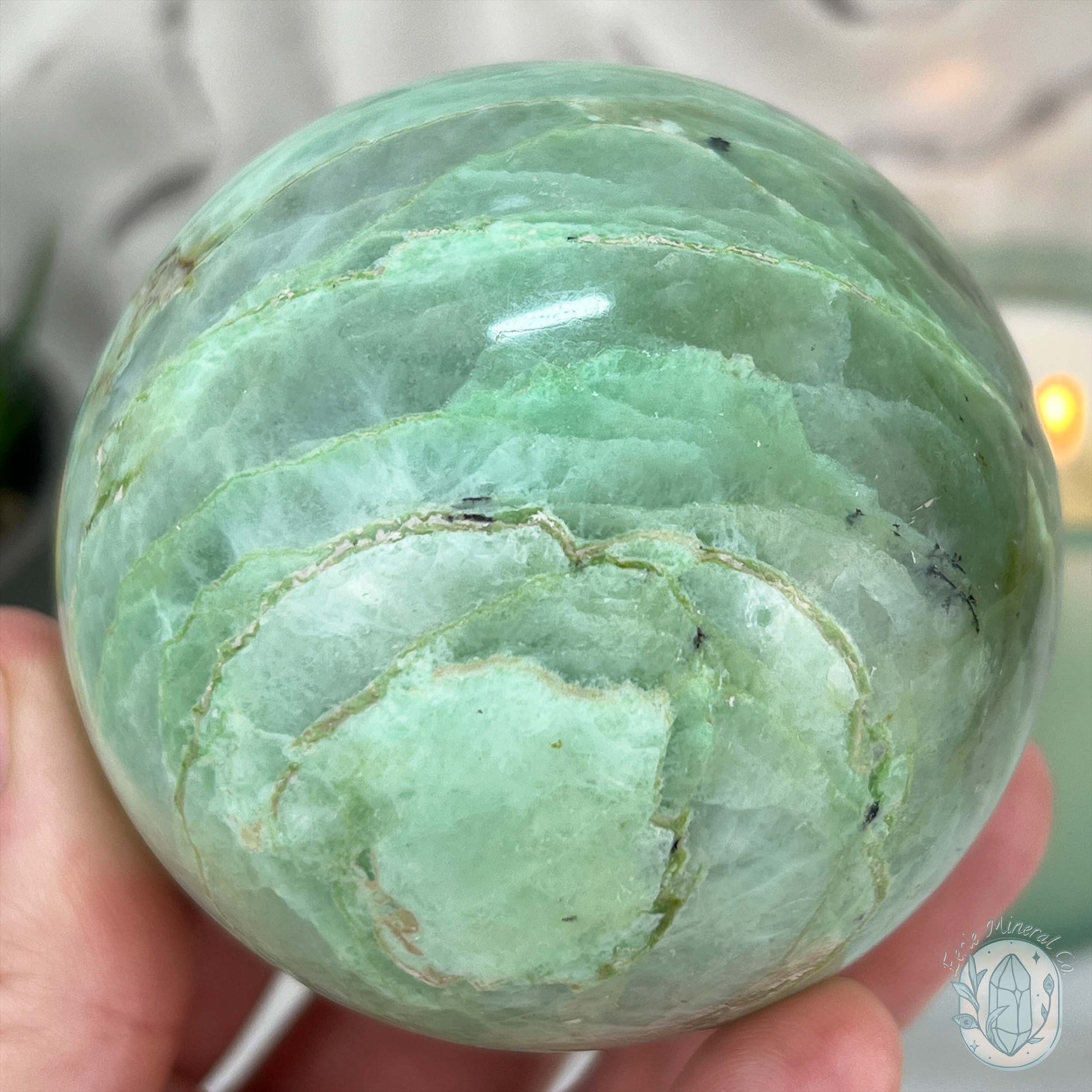 70mm Polished Green Moonstone (Garnierite Stone) Sphere