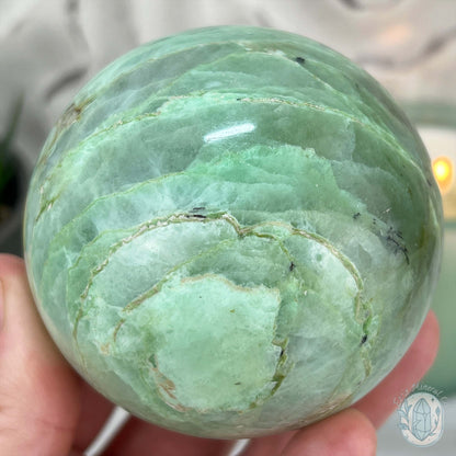 70mm Polished Green Moonstone (Garnierite Stone) Sphere