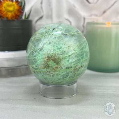 70mm Polished Green Moonstone (Garnierite Stone) Sphere