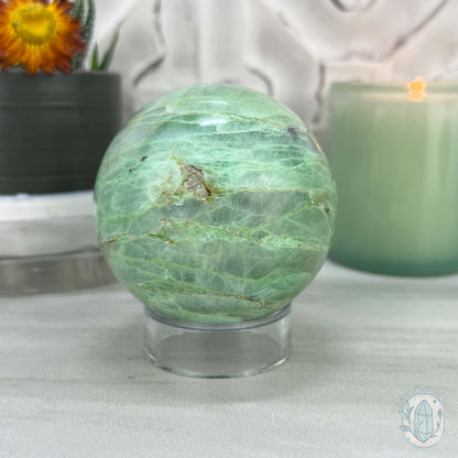 70mm Polished Green Moonstone (Garnierite Stone) Sphere