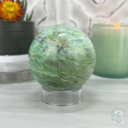 70mm Polished Green Moonstone (Garnierite Stone) Sphere