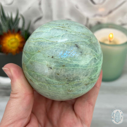 70mm Polished Green Moonstone (Garnierite Stone) Sphere