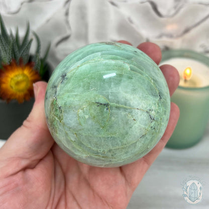 70mm Polished Green Moonstone (Garnierite Stone) Sphere