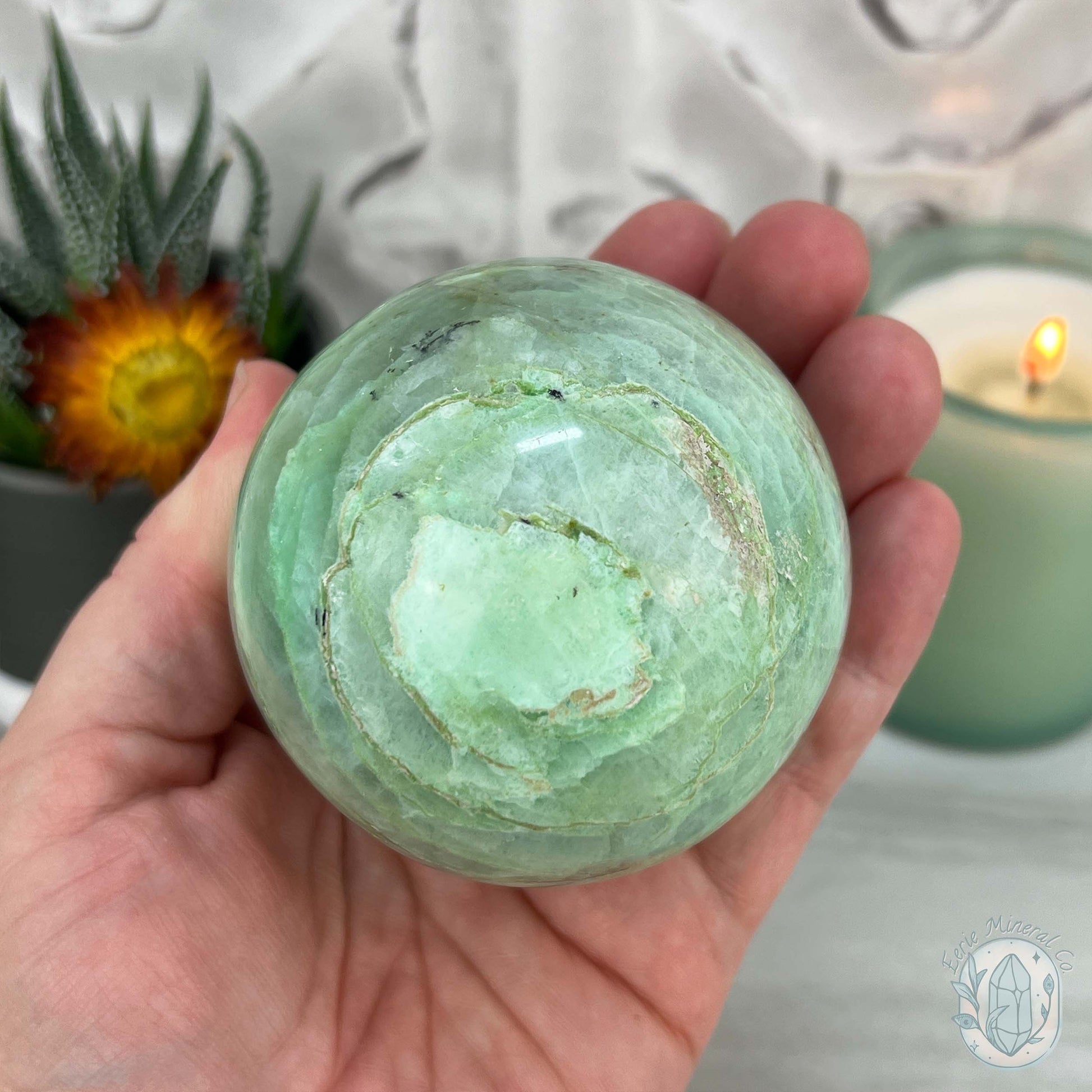 70mm Polished Green Moonstone (Garnierite Stone) Sphere