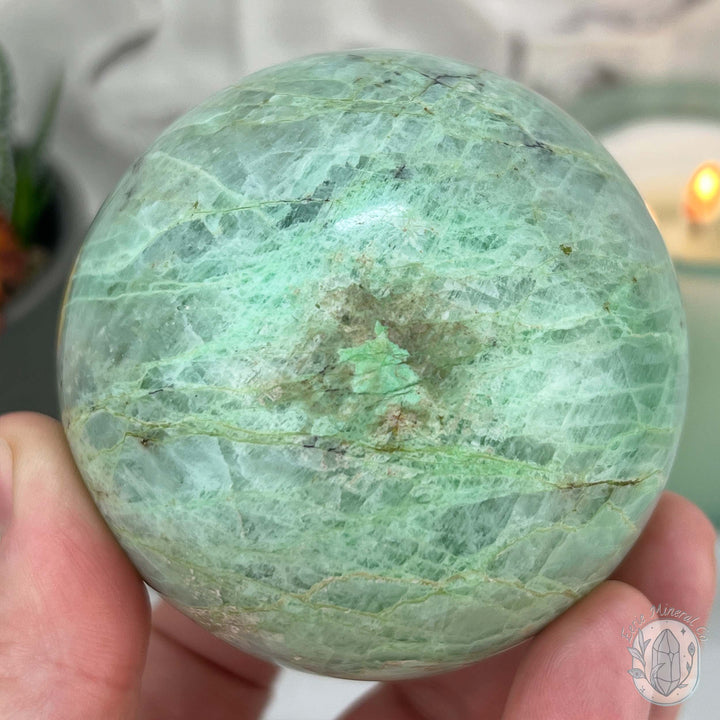 70mm Polished Green Moonstone (Garnierite Stone) Sphere